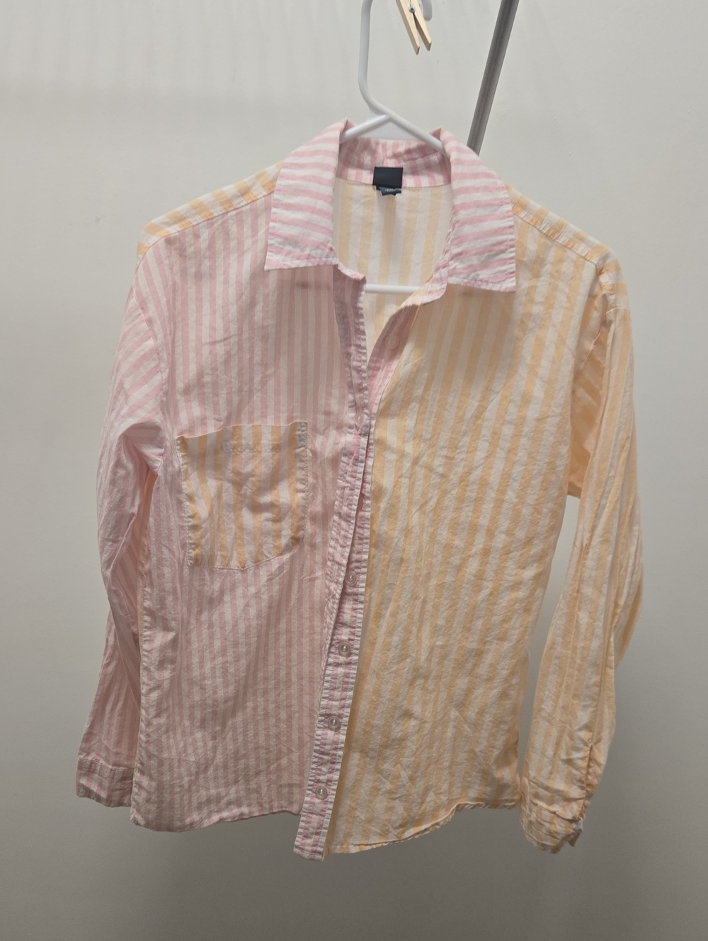 Men's Two-Tone Pink & Cream Striped Button-Up Shirt
